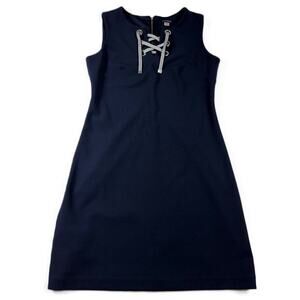 Tommy Hilfiger Sleeveless Captain Lace Up A Line Dress Navy Blue Nautical Size 4